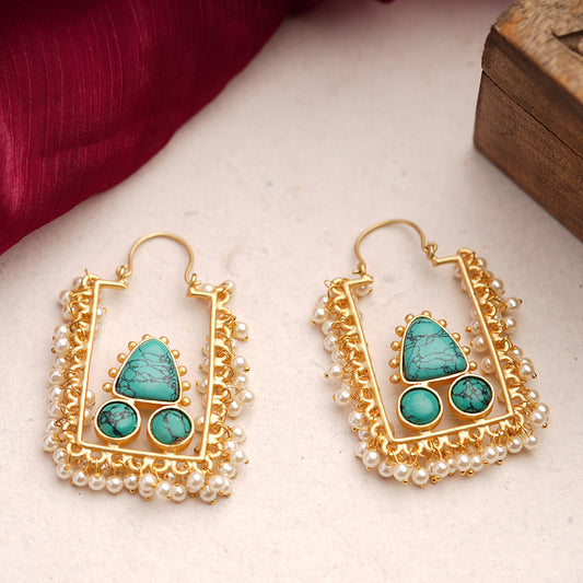Ira- Pearly Frame Dangler Earrings
