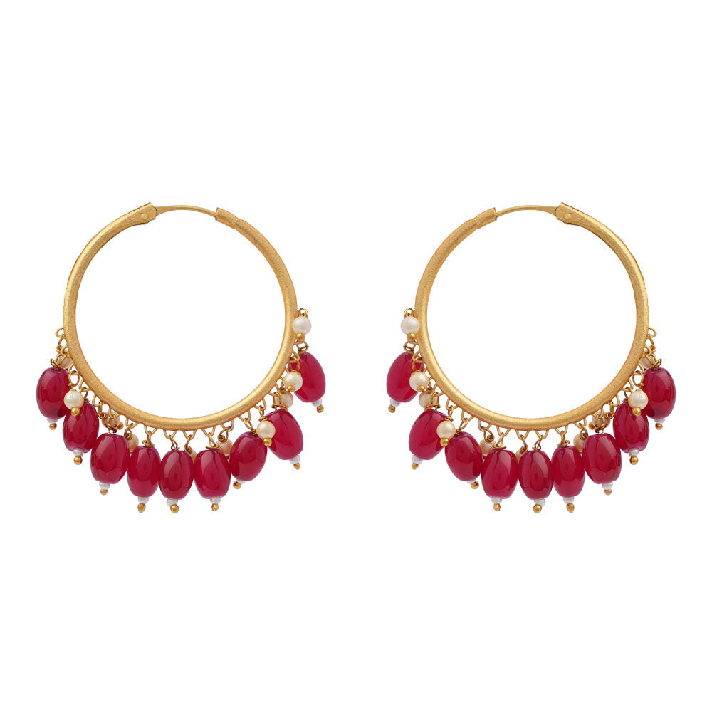 Zoya – Hanging Pearl Hoop Earrings