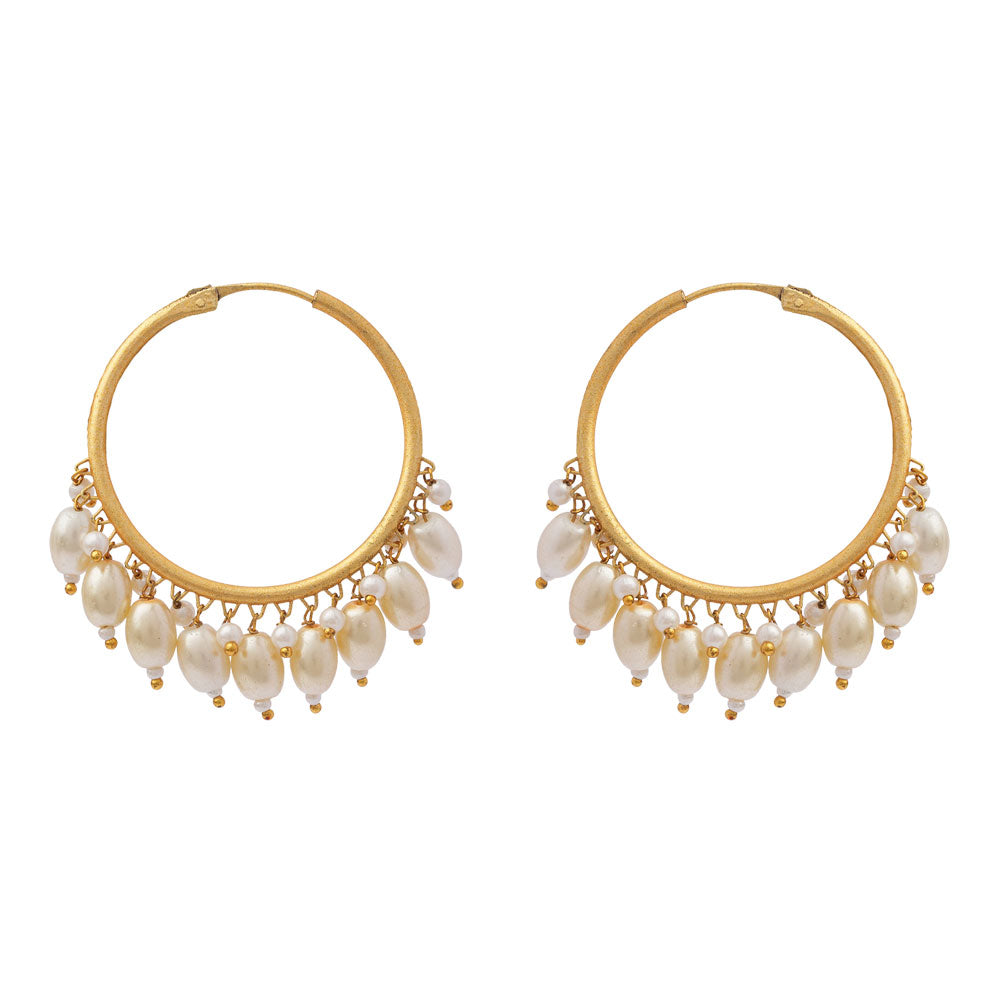 Zoya – Hanging Pearl Hoop Earrings