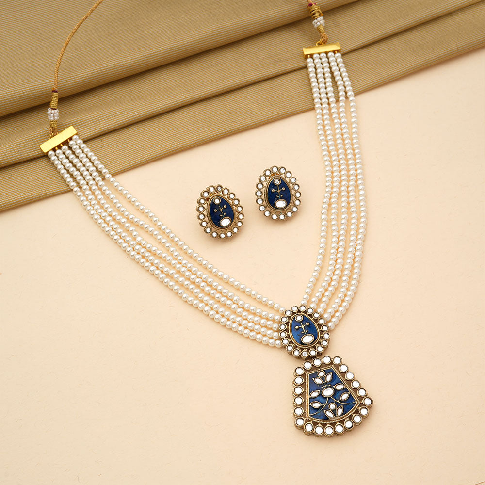 Ziva- Stone studded Neckpiece set(Blue)
