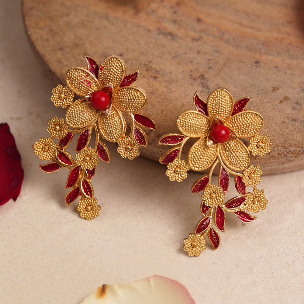 Nikita- Stone Studded Golden Stud Earrings