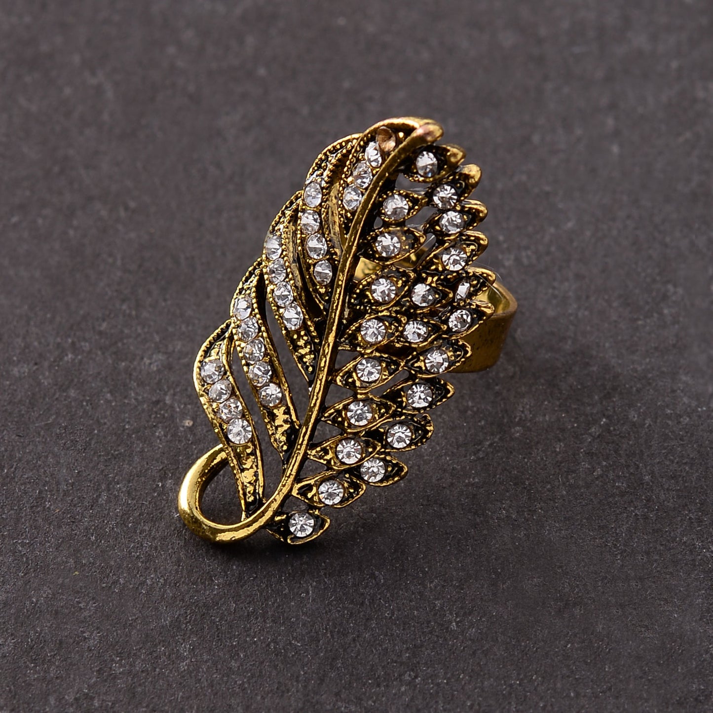 Charulata- Stone Studded Golden Adjustable Ring