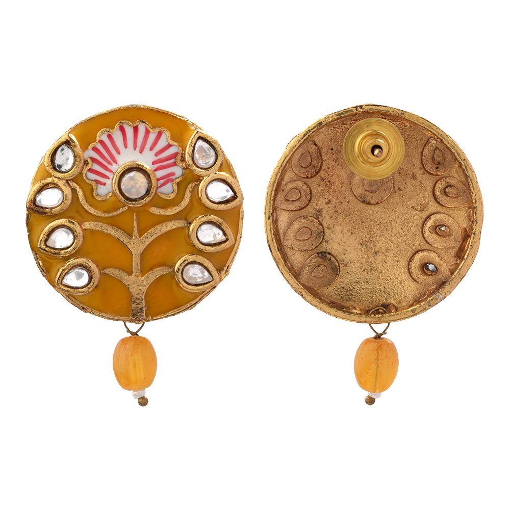 Indira- Stone Studded Hanging Pearl Beaded Neckpiece Set