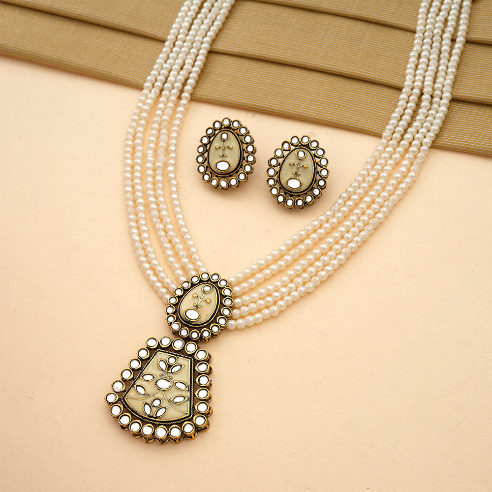 Ziva- Stone studded Neckpiece set(White)
