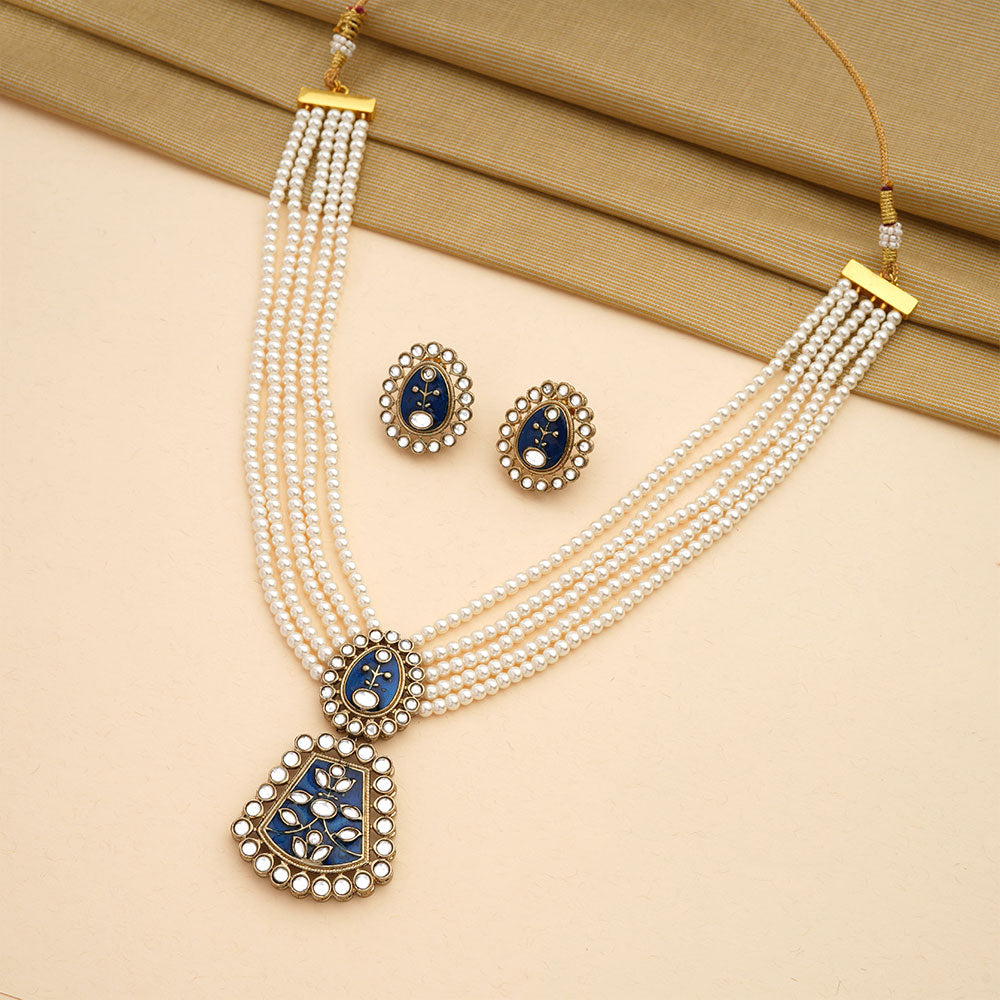 Ziva- Stone studded Neckpiece set(Blue)