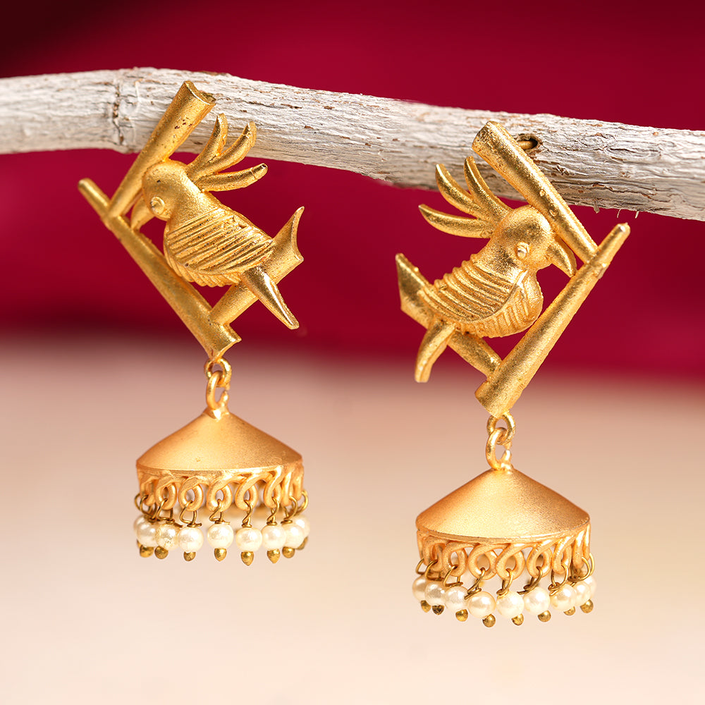 Naira- Hanging Pearl Jhumki Earrings
