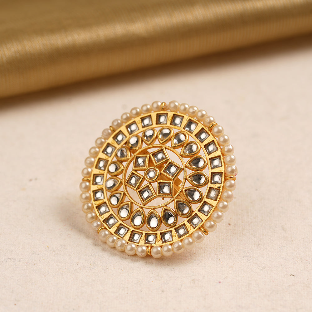 Swara- Kundan and Pearl studded adjustable Ring