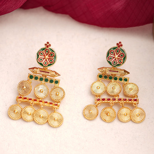Aira- Stone Studded Dangler Earrings(Multicolored)