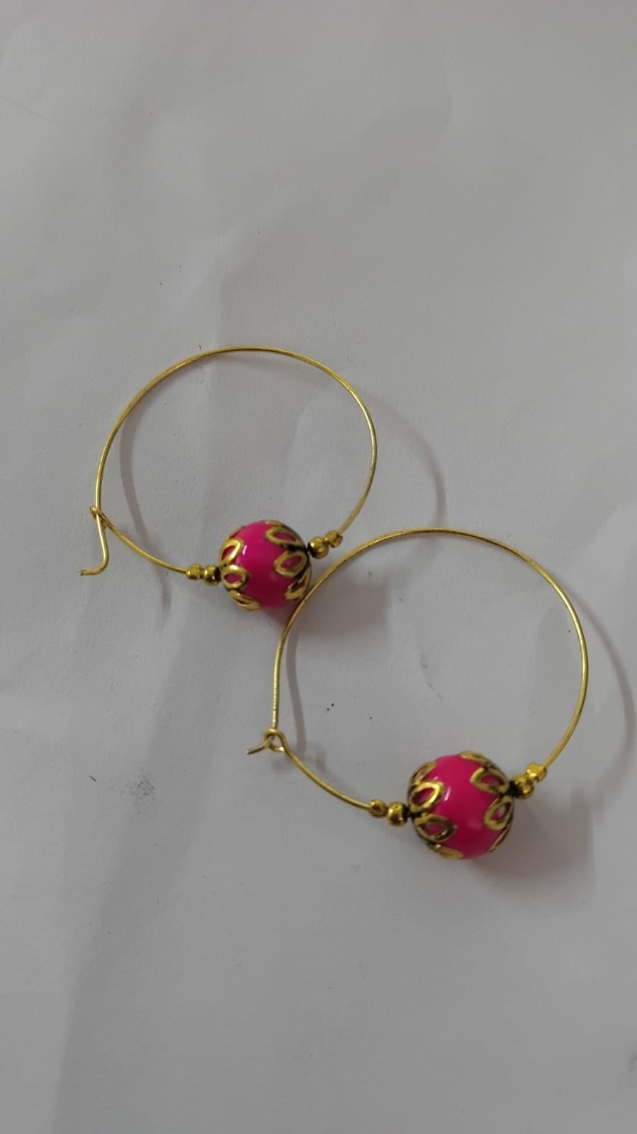 Rajvi- Pearl Hoop Earrings(Pink)