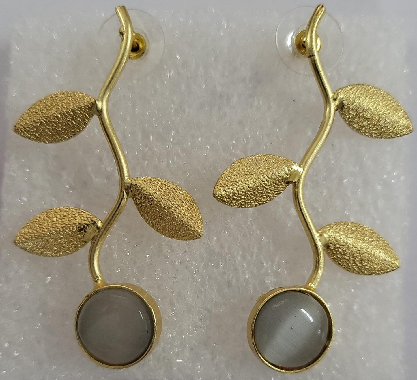 Ananta- Stone Studded Dangler Earrings(Gray)