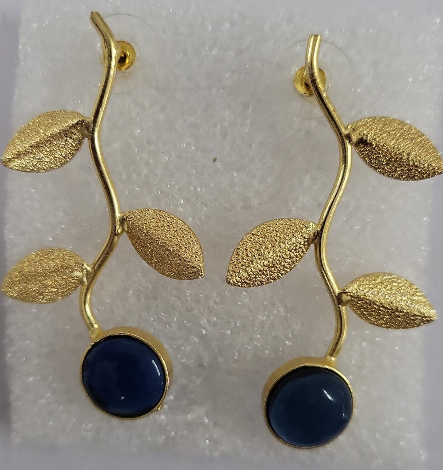 Ananta- Stone Studded Dangler Earrings(Blue)